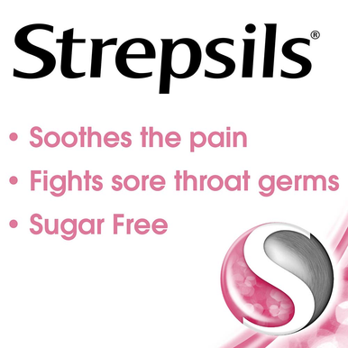 Strepsils Strawberry Sugar Free Lozenges 36 Lozenges