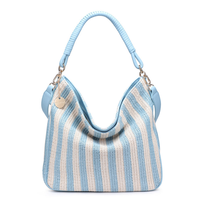 Striped soft hobo shoulder bag with top handle wholesale