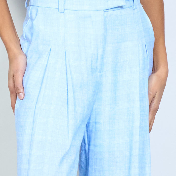 Tailored pleated front straight leg trousers with belt loop waistband wholesale