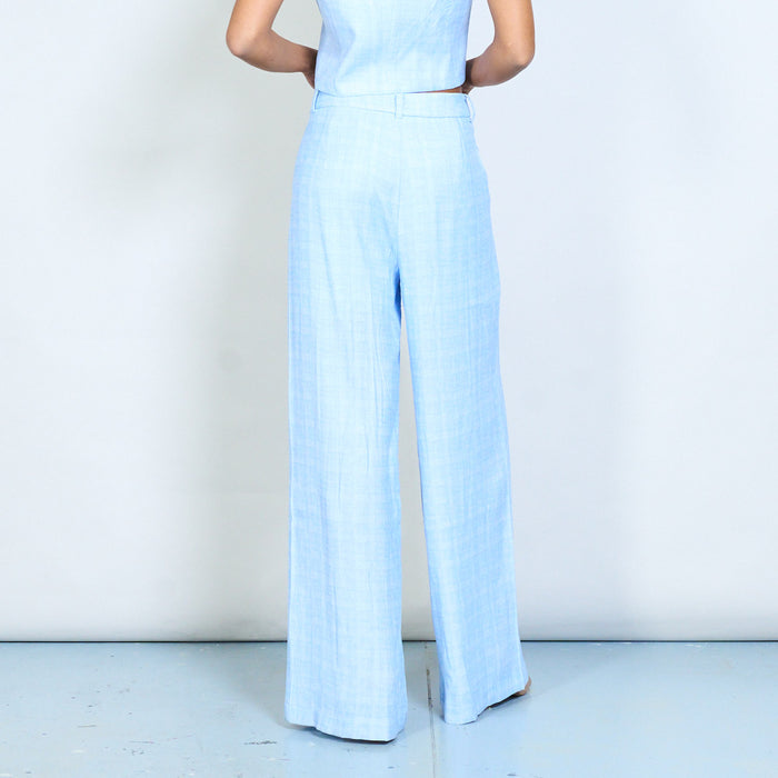 Tailored pleated front straight leg trousers with belt loop waistband wholesale