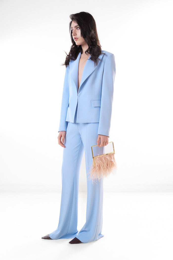Tailored single button blazer and wide leg trouser set wholesale