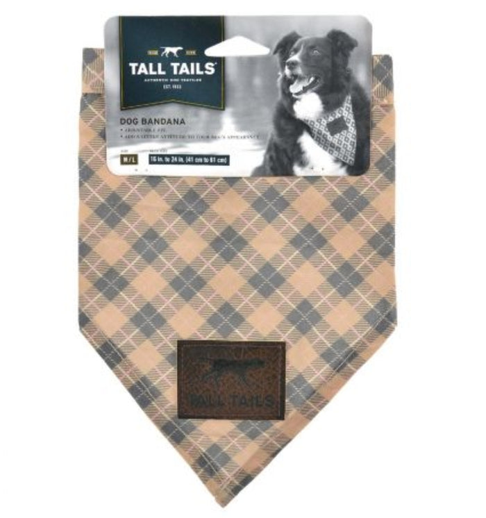 Tall Tails - Plaid Tan Bandana