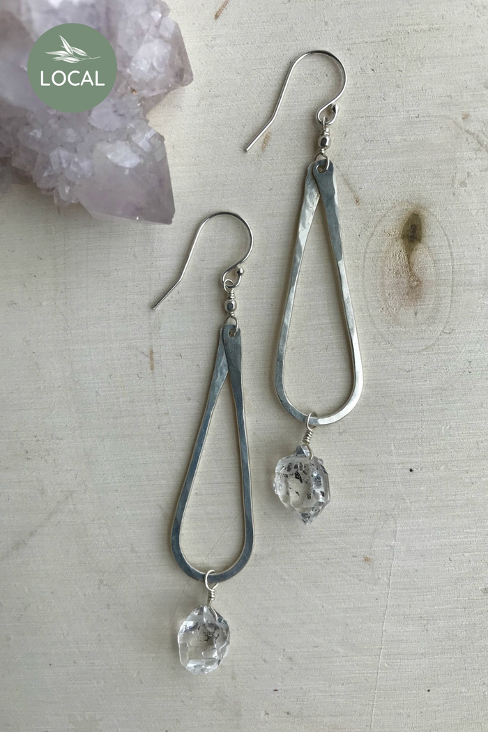 Elysium Herkimer Diamond & Silver Teardrop Earrings