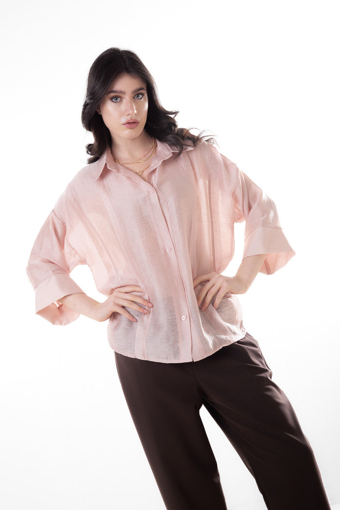 Textured panel detail oversized shirt blouse wholesale