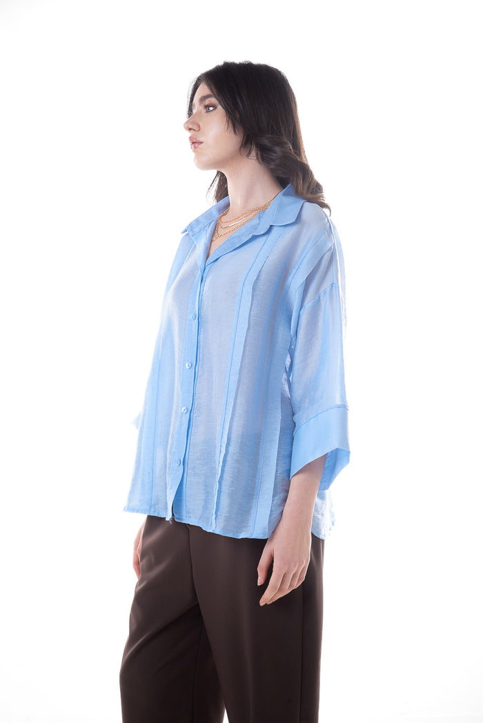 Textured panel detail oversized shirt blouse wholesale