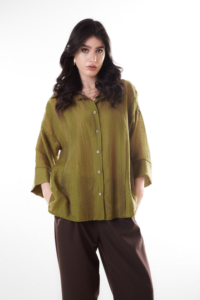 Textured panel detail oversized shirt blouse wholesale
