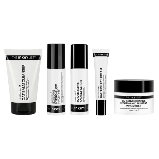 Set of The Inkey List skincare products on a white background