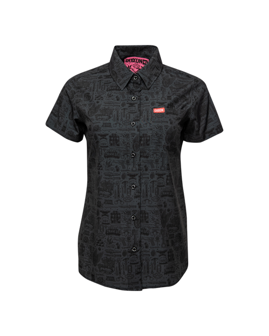 The Essentials Women's Short Sleeve Party Shirt - Black / Grey