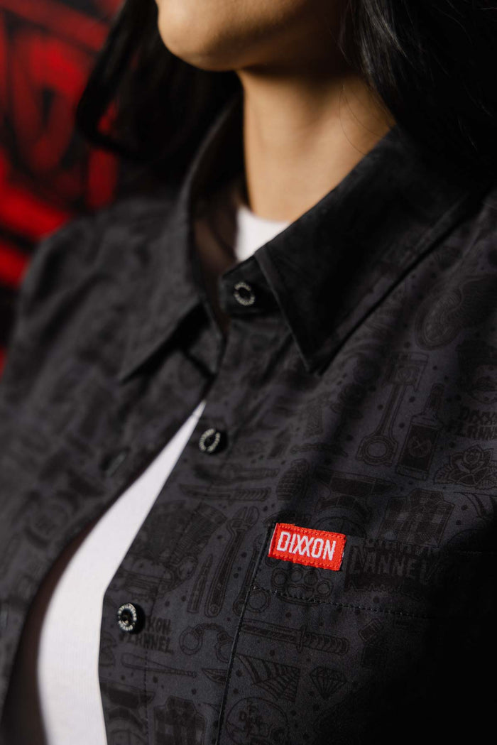 The Essentials Women's Short Sleeve Party Shirt - Black / Grey