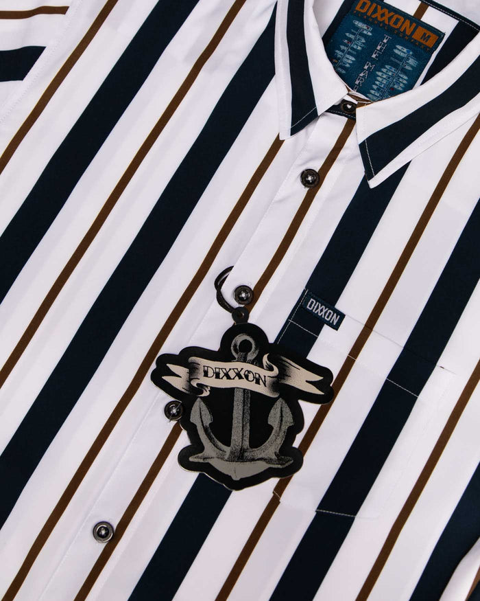 The Marina Short Sleeve Party Shirt - Navy / White