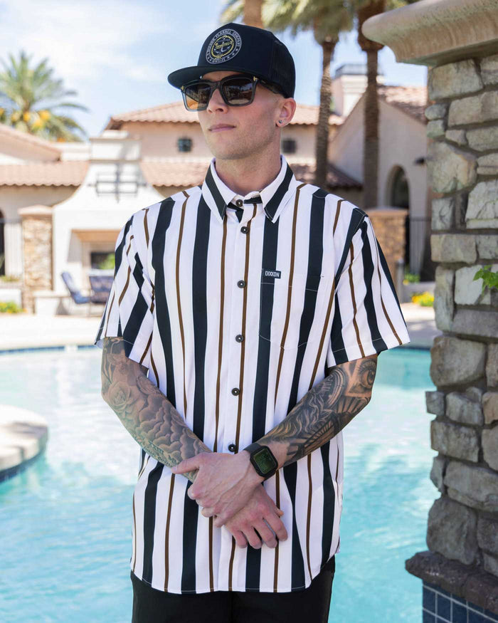 The Marina Short Sleeve Party Shirt - Navy / White