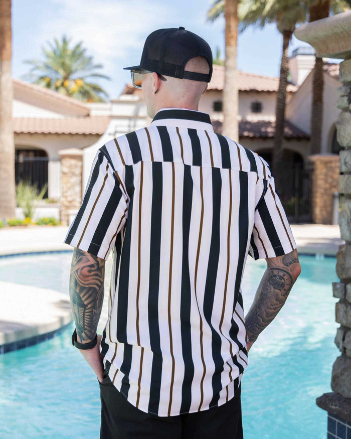 The Marina Short Sleeve Party Shirt - Navy / White
