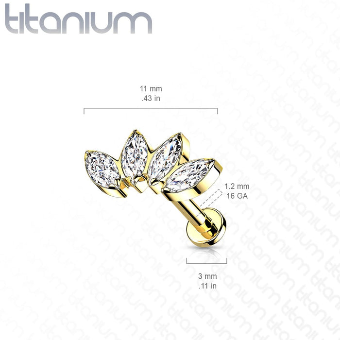 4 marquis gem titanium threaded labret size
