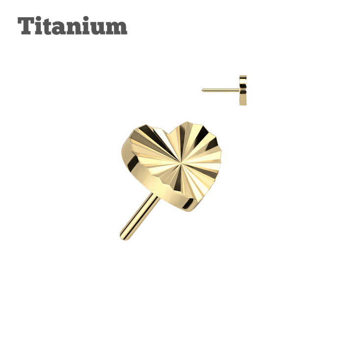 gold color titanium threadless top diamond heart cut