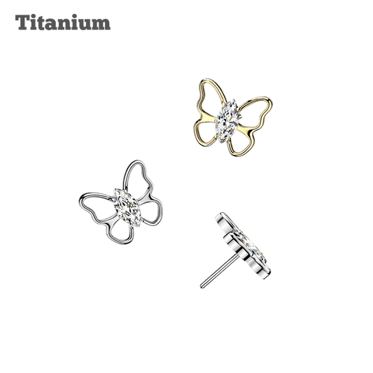 Titanium Hollow Butterfly Marquis Threadless Top