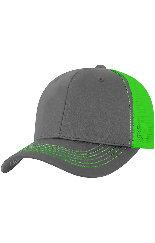 TOP OF THE WORLD CHARCOAL/NEON GREEN -MESH-ADJ  *
