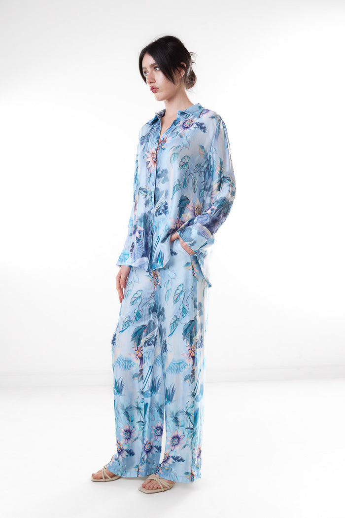 Tropical floral printed relaxed shirt wholesale