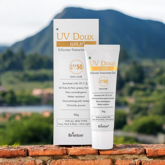 UV Doux Gold Silicone Sunscreen Gel SPF 50 PA+++ - Cosmosentials