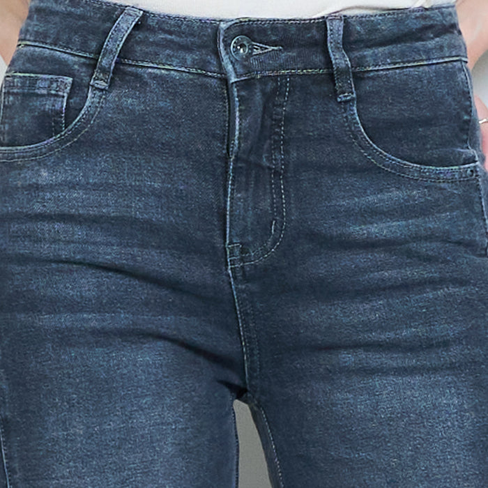 Washed finish wide-leg denim jeans with clean full-length cut wholesale