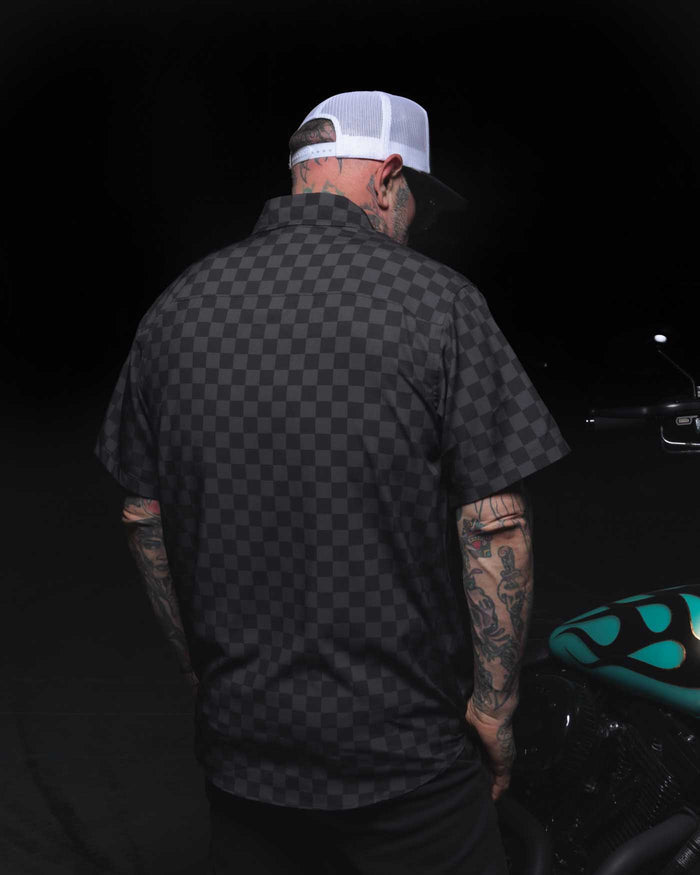Winners Circle Short Sleeve Party Shirt -Black / Grey