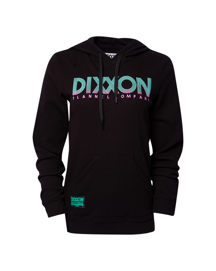Womens Waffle Knit Hoodie - Retro Black