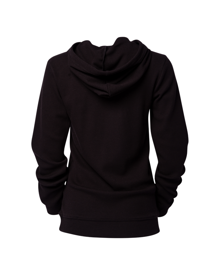 Womens Waffle Knit Hoodie - Retro Black