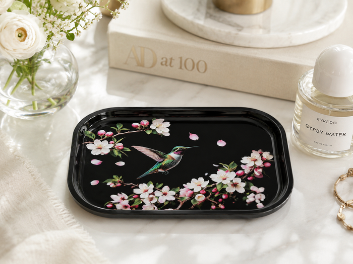 World Buyers - Hummingbird Blossoms Metal Tray - MT111