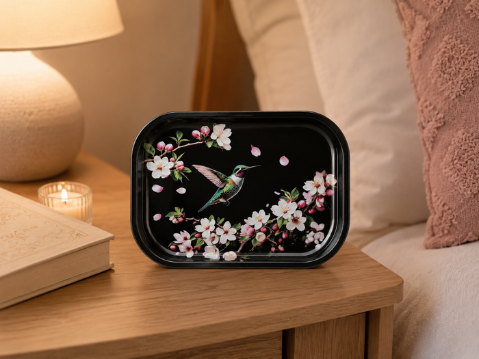 World Buyers - Hummingbird Blossoms Metal Tray - MT111